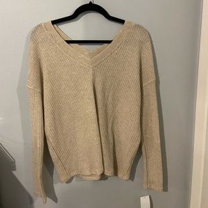 tan waffle knit top